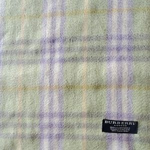 Burberry Cashmere Light Green and Lavender Scarf